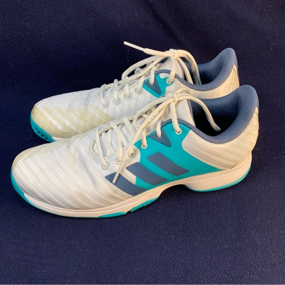 Adidas Cloudform Sz9.5 white&blue/turquoise sneakers court shoes - Picture 3 of 8
